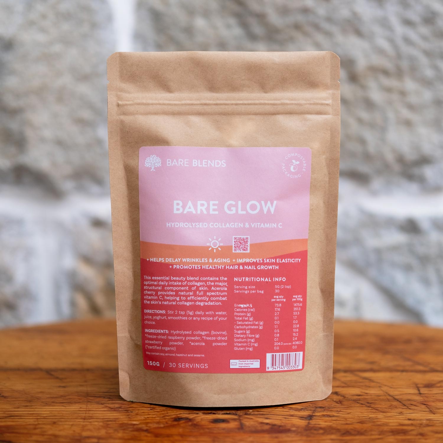 Bare Glow home compostable pouch